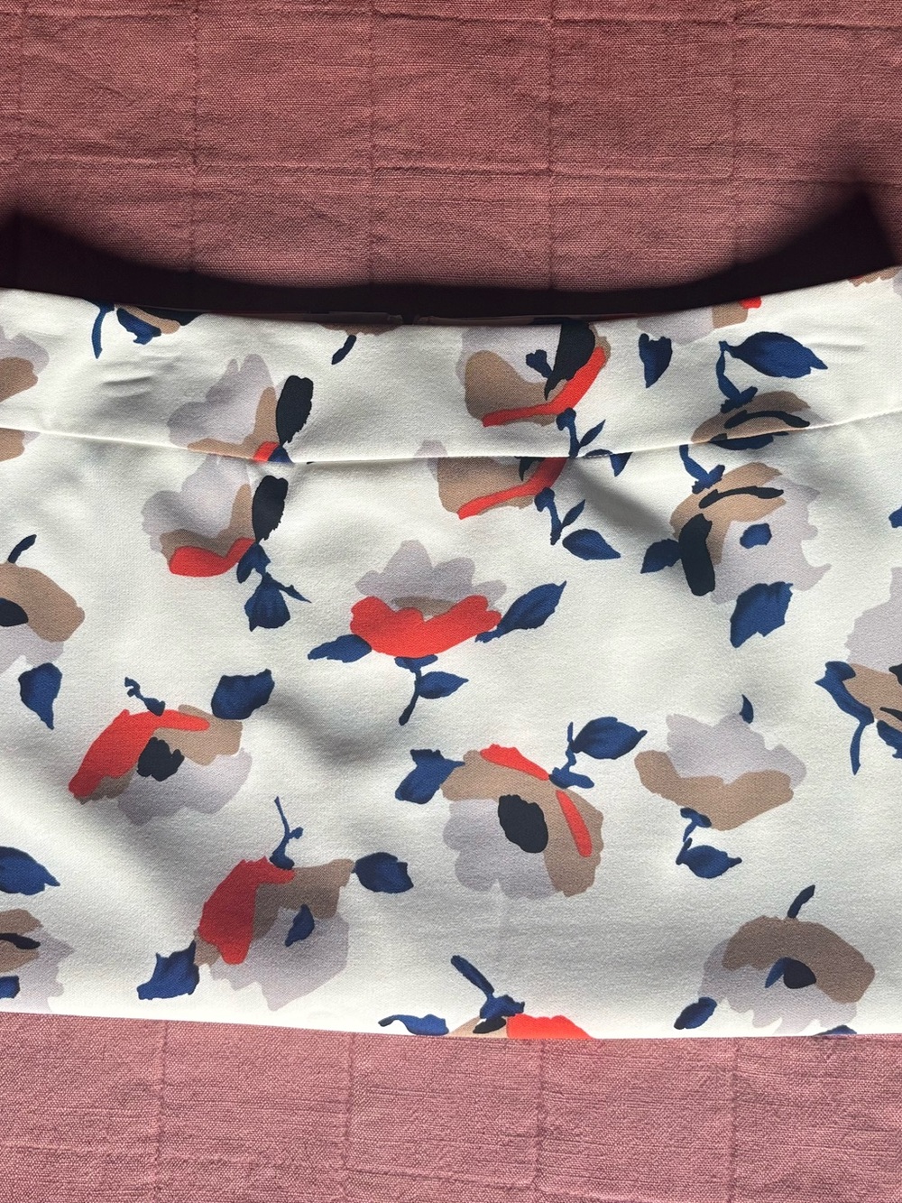 Nine West White Pencil Skirt with Orange, Navy and Tan Floral Print - Picture 6 of 13